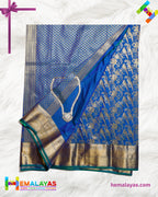 Royal Blue Kanchipuram Mix Silk Saree with Parrot & Floral Zari Design