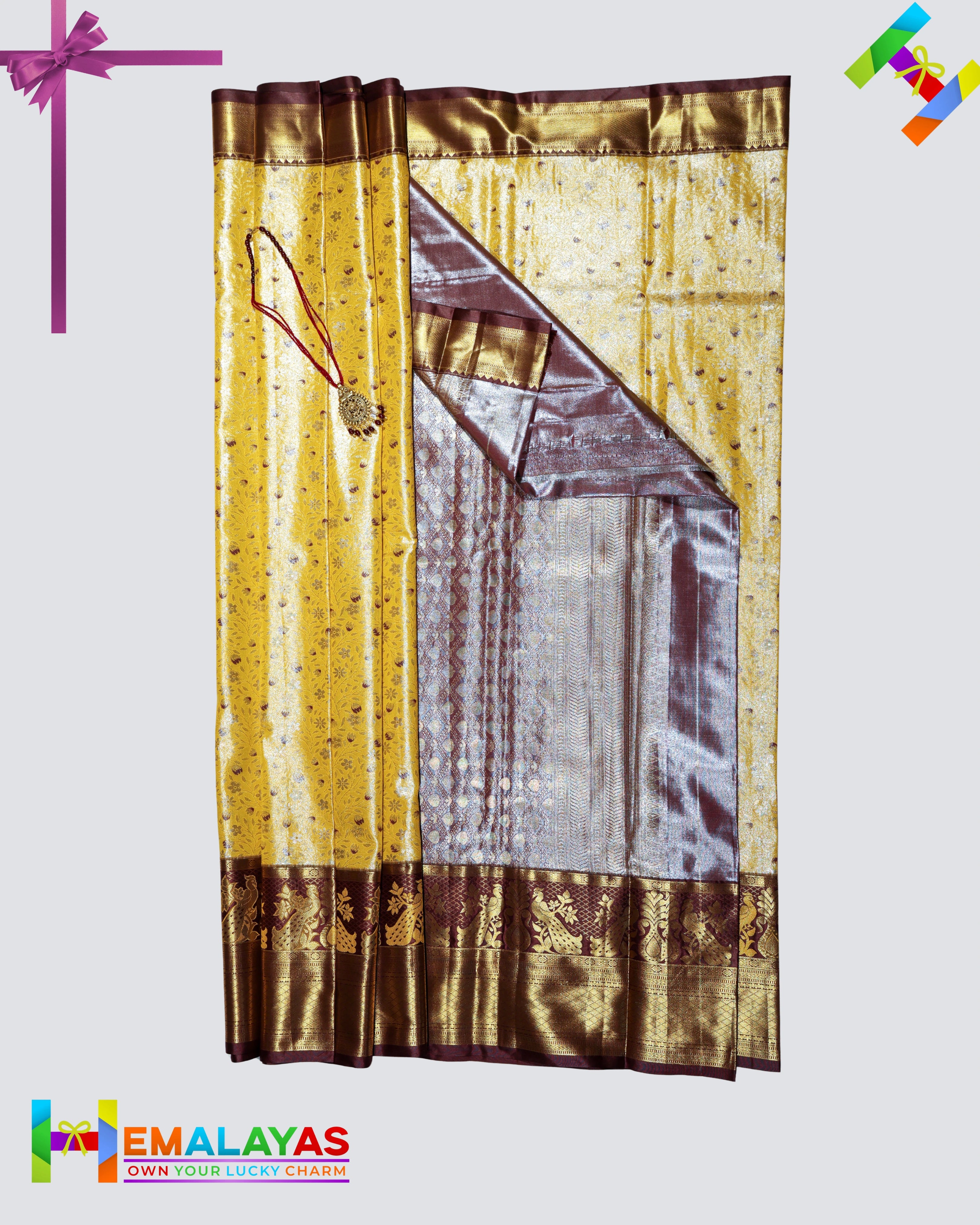 Gold Tissue & Maroon Kanchipuram Mix Korvai Bridal Saree with Peacock Border