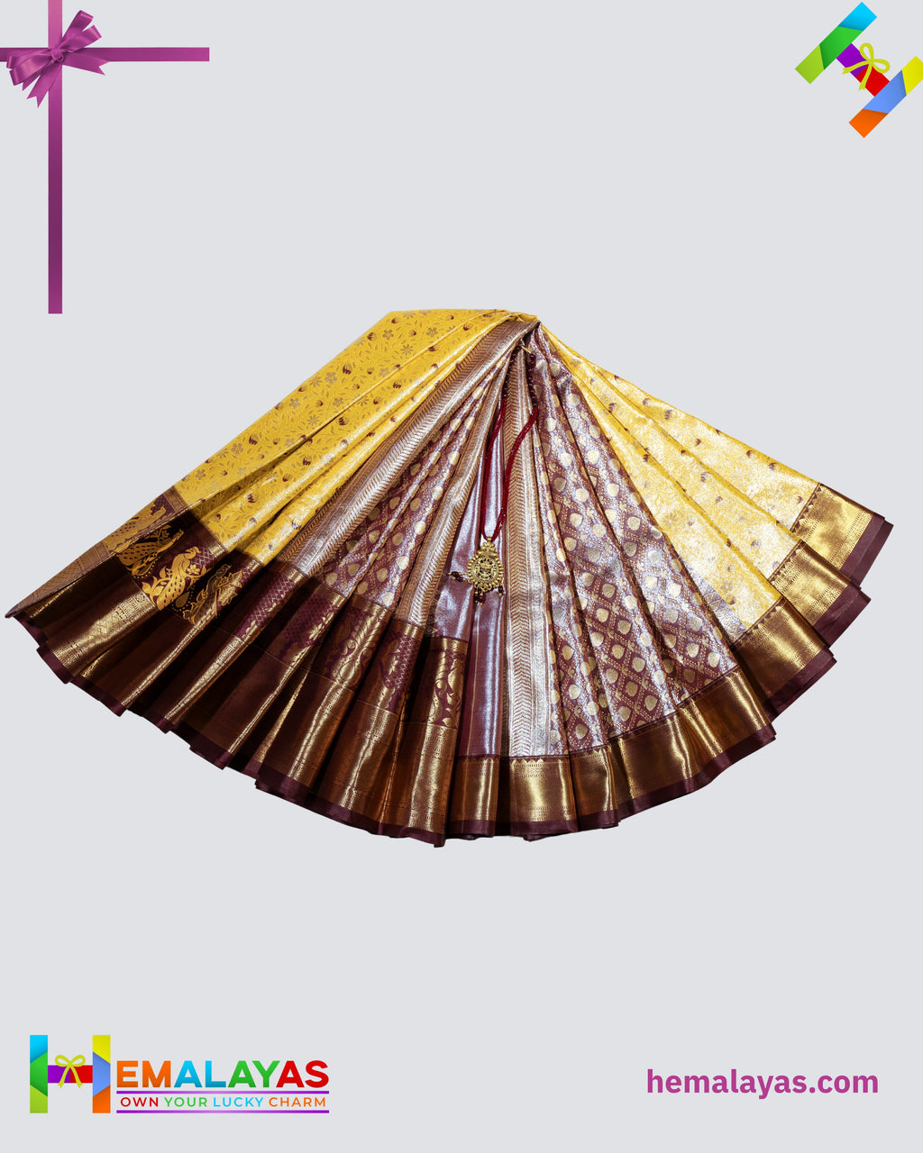 Gold Tissue & Maroon Kanchipuram Mix Korvai Bridal Saree with Peacock Border