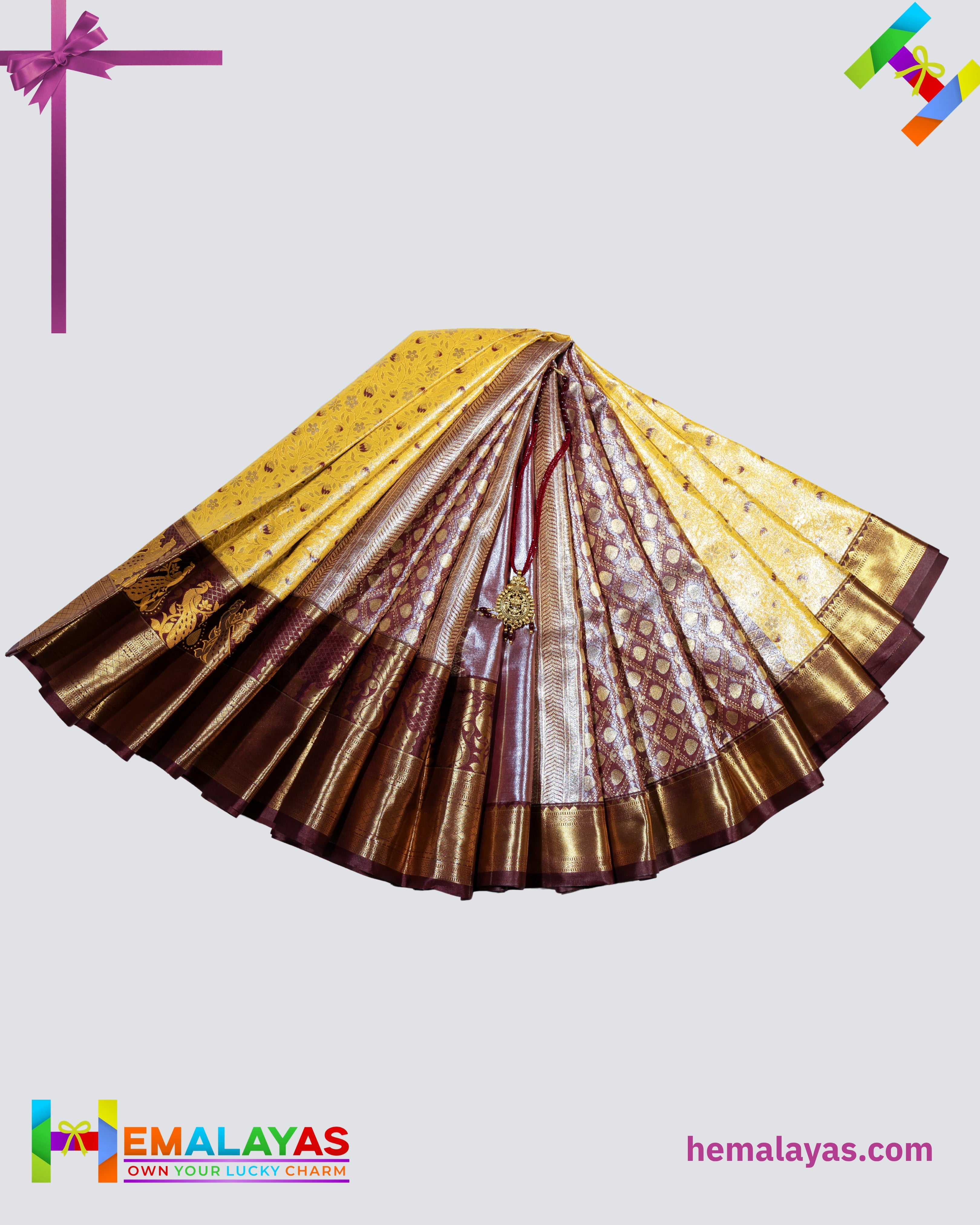 Gold Tissue & Maroon Kanchipuram Mix Korvai Bridal Saree with Peacock Border