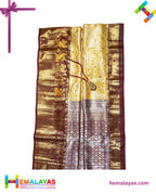 Gold Tissue & Maroon Kanchipuram Mix Korvai Bridal Saree with Peacock Border
