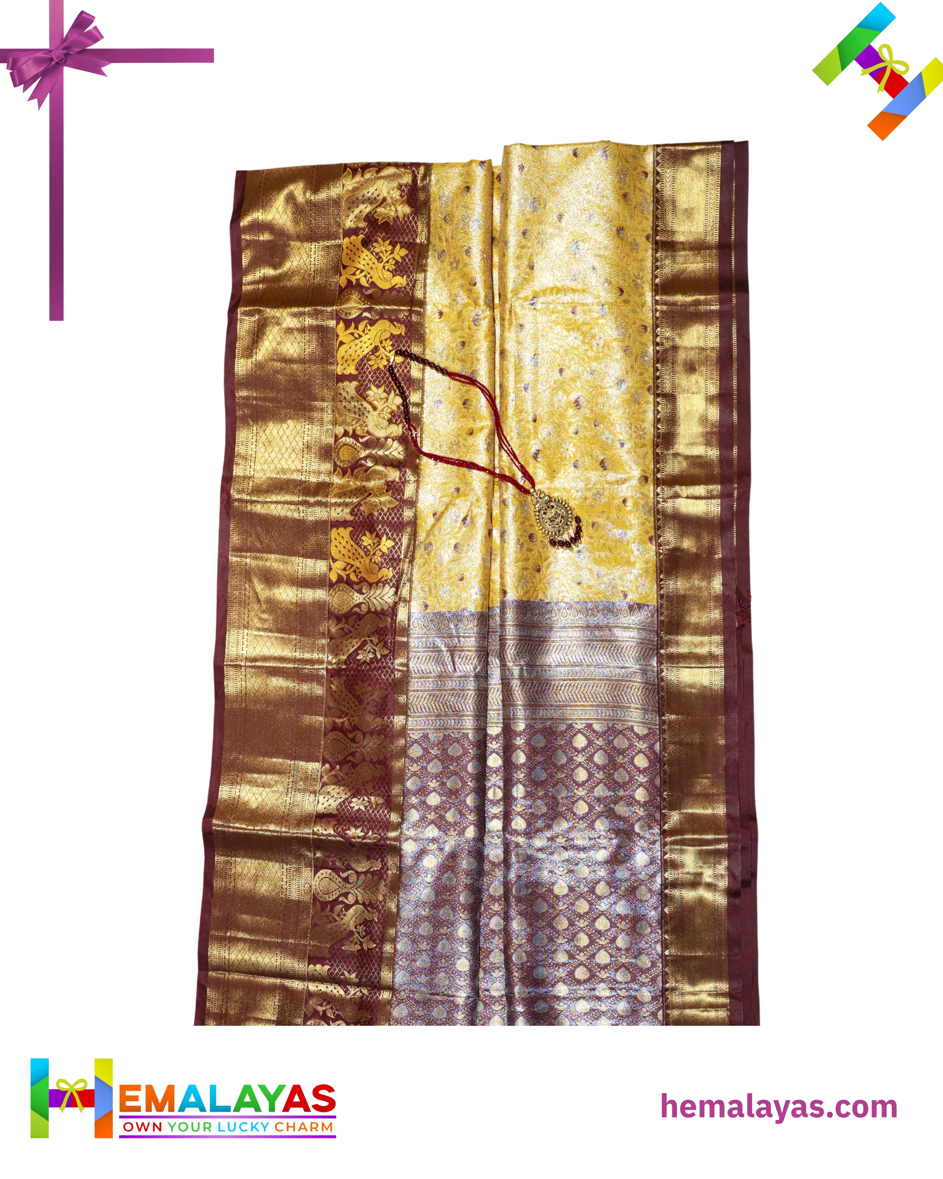 Gold Tissue & Maroon Kanchipuram Mix Korvai Bridal Saree with Peacock Border