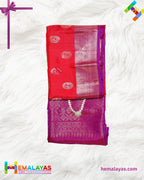 Coral Red Kanchipuram Handloom Pure Silk Saree with Zari Motifs