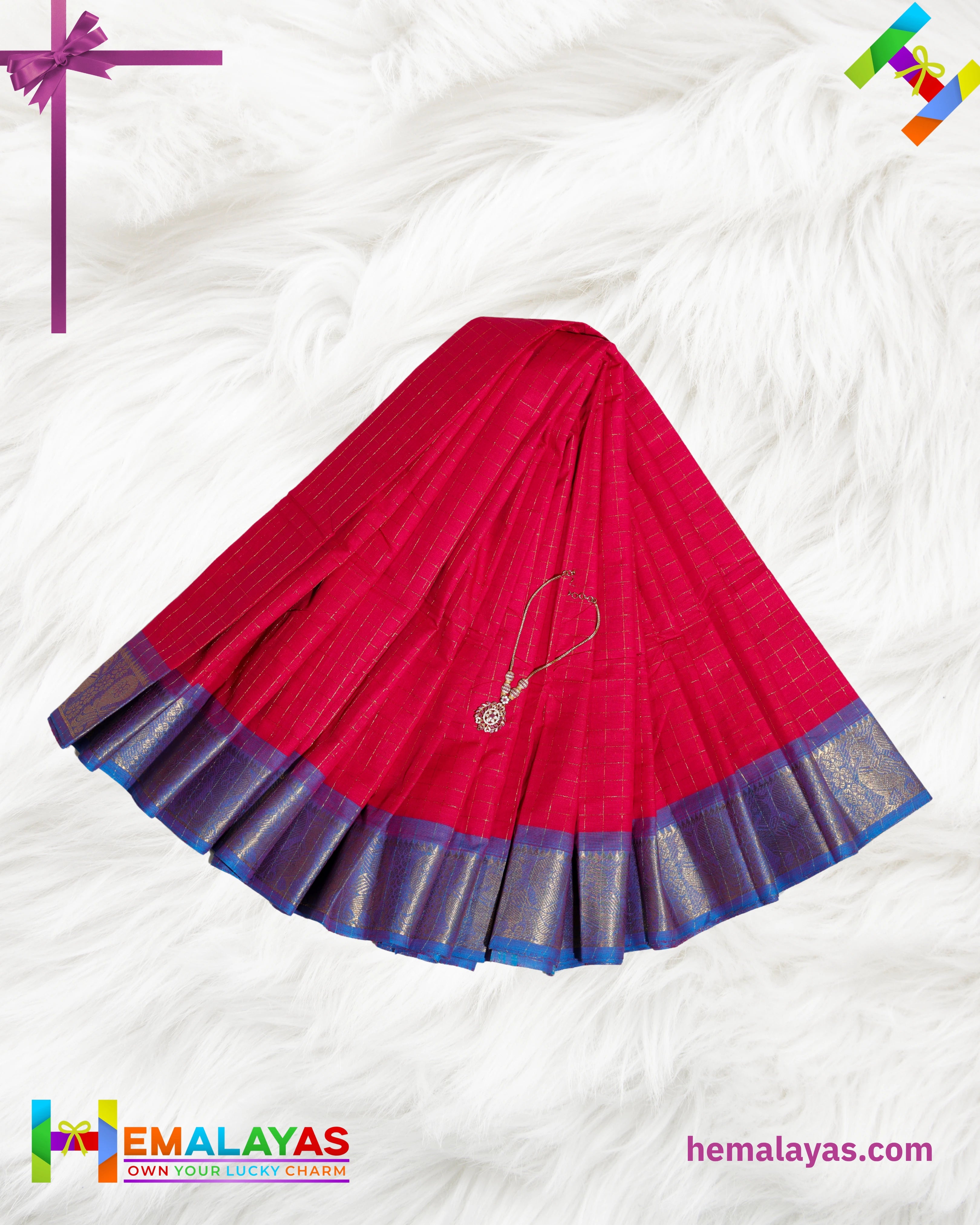 Rani Pink & Blue Madurai Sungudi Cotton Saree with Traditional Border