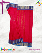 Rani Pink & Blue Madurai Sungudi Cotton Saree with Traditional Border