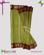 Olive Green Madurai Sungudi Cotton Saree with Traditional Zari Border