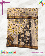 Off White Mixed Soft Sungudi Saree with Artistic Kalamkari-Inspired Print