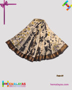 Off White Mixed Soft Sungudi Saree with Artistic Kalamkari-Inspired Print