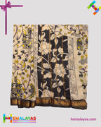 Off White Mixed Soft Sungudi Saree with Artistic Kalamkari-Inspired Print