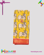 Mustard Yellow Mixed Soft Sungudi Saree with Traditional Animal Print