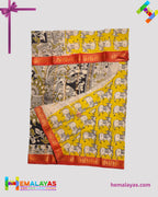 Mustard Yellow Mixed Soft Sungudi Saree with Traditional Animal Print
