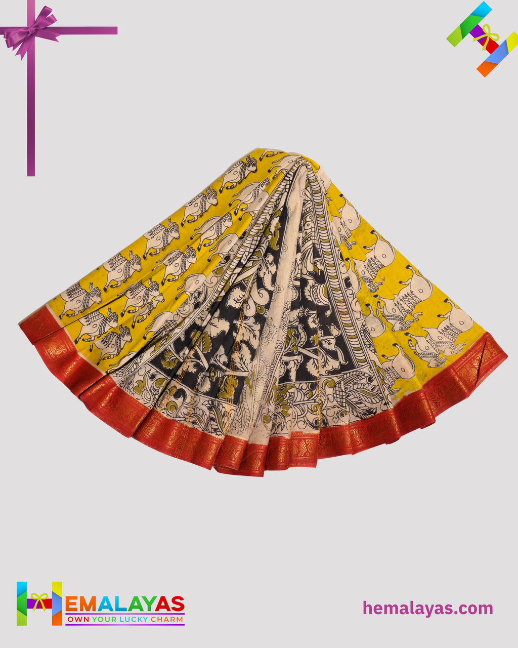 Mustard Yellow Mixed Soft Sungudi Saree with Traditional Animal Print