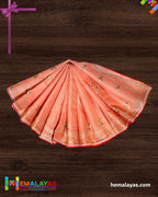 Peach Embroidered Kota Cotton Saree