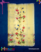 Lemon Yellow Embroidered Kota Cotton Saree
