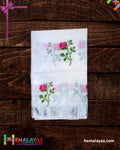 White with Pink Embroidered Kota Cotton Saree