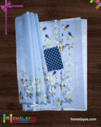 Powder Blue Embroidered Kota Cotton Saree